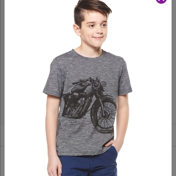 Devoted- Gray and black motorcycle crew neck t-shirt-super cool!- L- size 12 NWT - Picture 1 of 3